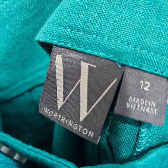 Paper bag hi rise linen chino teal green shorts size 12 NWT - Picture 5 of 5